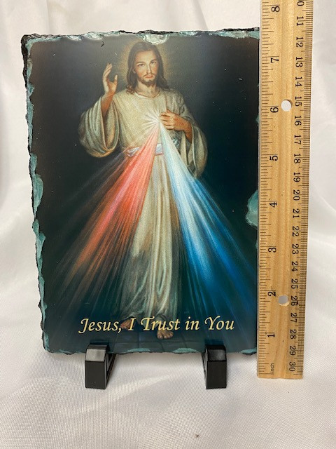 Divine Mercy Vertical Slate - Black Background