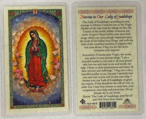 Our Lady of Guadalupe Novena Laminated Prayer Card