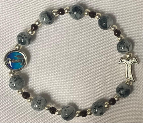 Tau Bead Bracelet on Stretchy Nylon Cord with Marian/Francis Bead