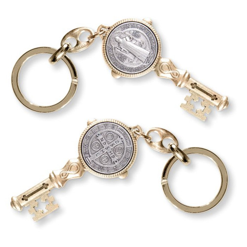 Saint Benedict Medal Two-tone Keychain
