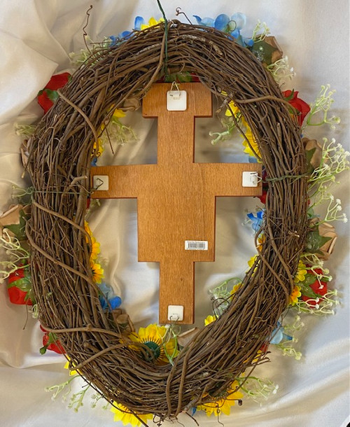 Beautiful Handcrafted Wreath with San Damiano Crucifix 27"X24" - made to order