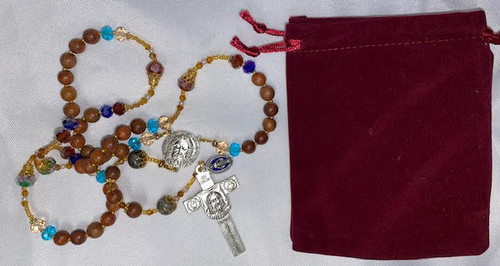 Stunning Handmade Rosary with Velvet Case - Silver-tone Holy Face Centerpiece & Crucifix - Miraculous Medal