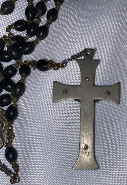 Vintage Italian Rosary - Wood Bead - 2.25" Crucifix 