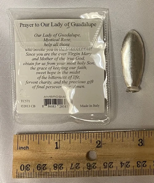 Pocket Statue - Our Lady of Guadalupe with Holy Card in a Clear Pouch