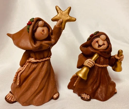 Set of 2 Vintage Holiday Friar Folk Figuriness 