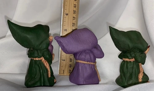 Set of 3! Vintage Adorable Friar Folk Figurines - Purple/Green
