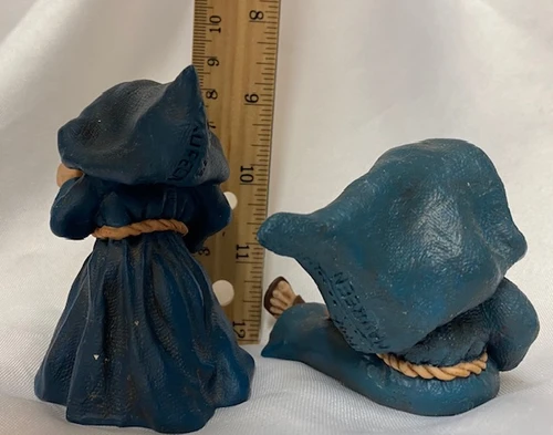 Set of 2!  Vintage Friar Folk Figurines - Eating/Drinking