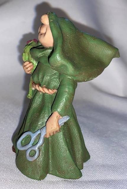 Vintage Friar Folk Figurine - Friar with Flowers & Scissors 