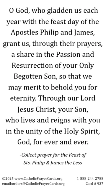Sts. Philip & James the Less Prayer Card
