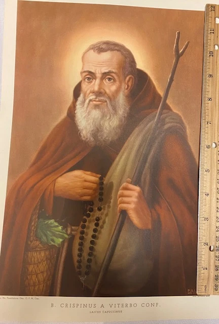 Vintage Italian Frameable Print - Blessed Crispinus A Viterbo