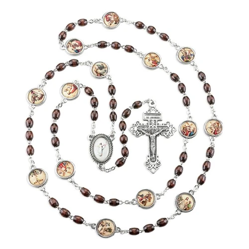 Stations of the Cross Rosary Chaplet Made in Italy -- with Instructions