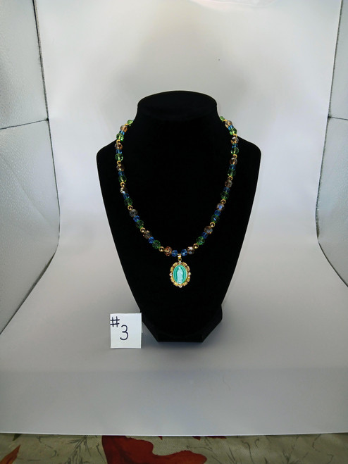 Gold filled Catholic Pendant of Our Lady of Guadalupe Cameo Charm 18 inch Princess Crystal Necklace