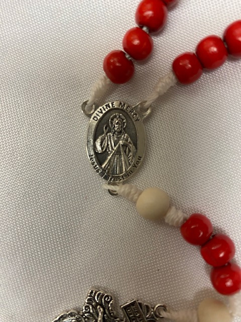 Set of 2! Handcrafted Divine Mercy Rosary - Wood Bead / Pardon Crucifix with DM Novena Pamphlet