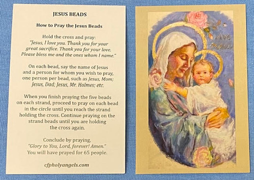 Jesus Beads Holy Card - Evangelization Aid - Simple Rosary Prayer