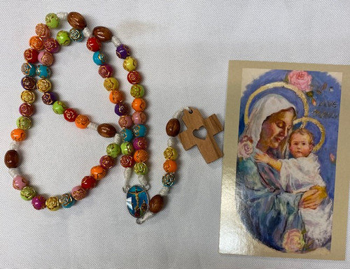 Evangelization Aid! Jesus Beads Rosary with Crucifix Centerpiece and Instructional  Holy Card