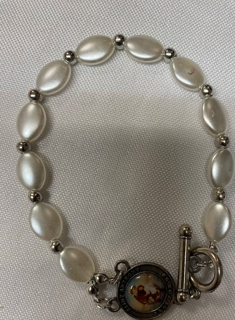 St. Anthony/St. Peregrine Pearl Finish Rosary Bracelet