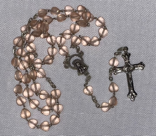 Sweet Pink Rosary with Heart-Shaped Beads
