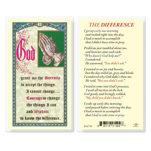 The Difference with Serenity Prayer Card