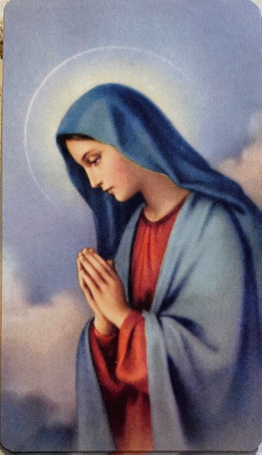 Vintage Inspired Gold Edged Holy Card - Mary Praying