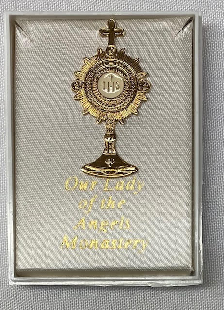 1.75" Monstrance Pin with White IHS Center
