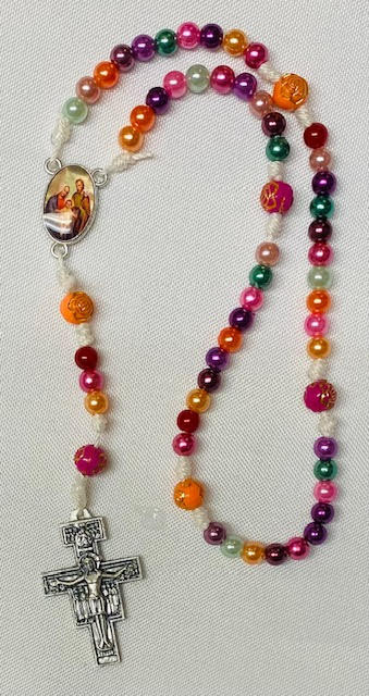 Colorful Holy Family Rosary with San Damiano Crucifix
