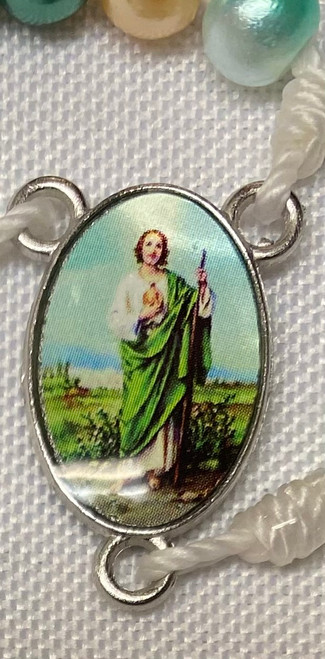 Green Tone St. Jude Rosary with San Damiano Crucifix