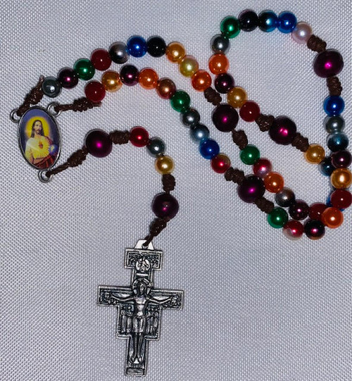Unique Sacred Heart Rosary with San Damiano Crucifix