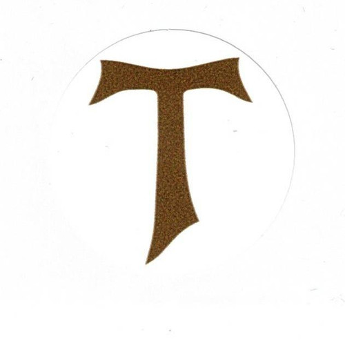 Franciscan Tau on White Round Sticker