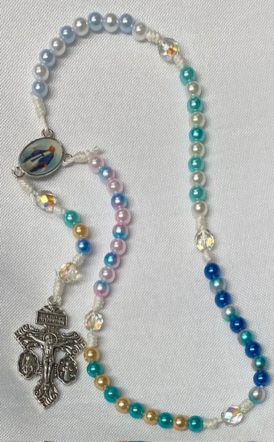 Lovely Rosary Newly Strung with Vintage Crystal Our Father Beads/Pardon Crucifix