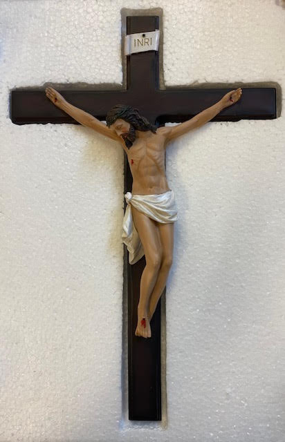  Beautiful 15" Hanging Crucifix - Hand Painted