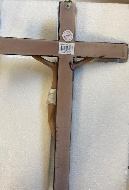  Beautiful 15" Hanging Crucifix - Hand Painted