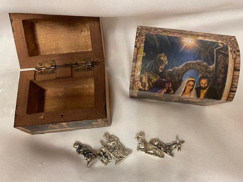 1" 5 Piece Medal Nativity Set with Beautiful Gift Box