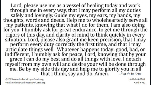 A Nurse's Daily Prayer Card 