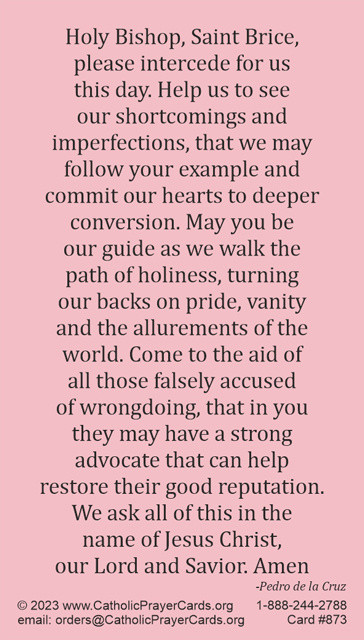 St. Brice Prayer Card