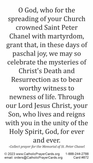 St. Peter Chanel Prayer Card