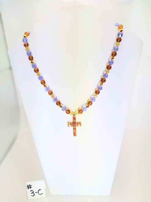 Unique 18 karat Gold filled brass pendant religious cross -  18 inch Princess Necklace 