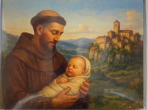 Saint Francis with the Child Jesus Christmas Card