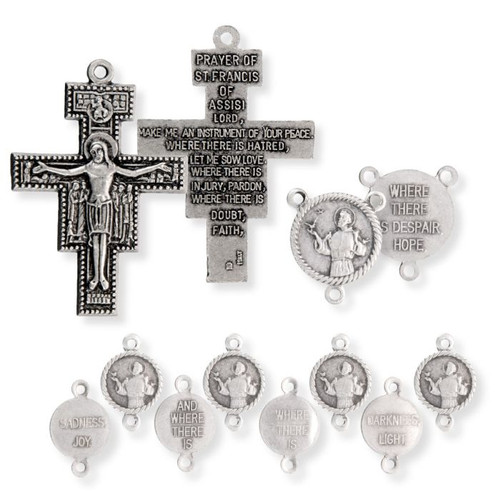 Saint Francis Rosary Kit with Centerpiece, Our Father Medals and San Damiano Crucifix