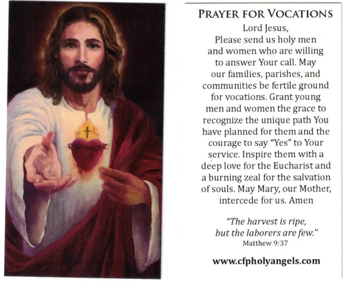 Prayer for Vocations with Original Sacred Heart Image 