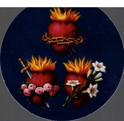Three Holy Hearts Halo Card with Verse