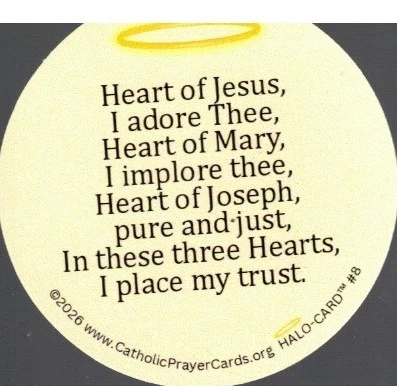 Three Holy Hearts Halo Card with Verse