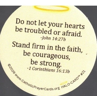 Let Not Your Hearts Be Troubled Halo Holy Card with Verse