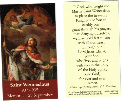 Saint Wenceslaus Prayer Card