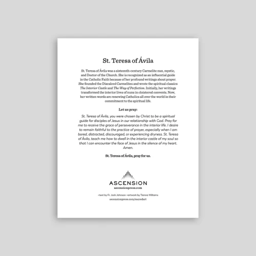 St Theresa of Avila Prayer Card back