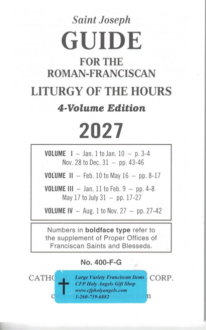 2027 Guide to the Roman Franciscan Standard Print Liturgy of the Hours First Edition by Catholic Book 400/FG
