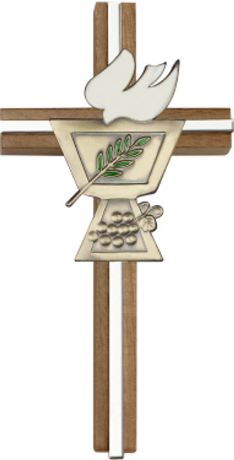 Bliss Walnut Cross with Confirmation Chalice
