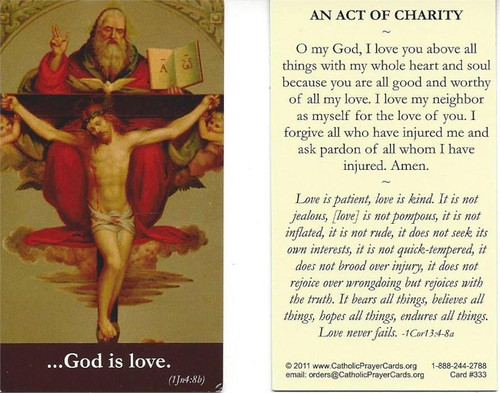 God Is Love Prayer Card - Act of Charity