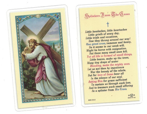 Splinters From The Cross Laminated Prayer Card (RR334-SPLINTERS)