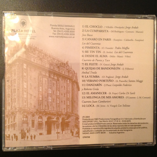 Classic Tango from The Marriott Plaza Hotel Buenos Aires CD