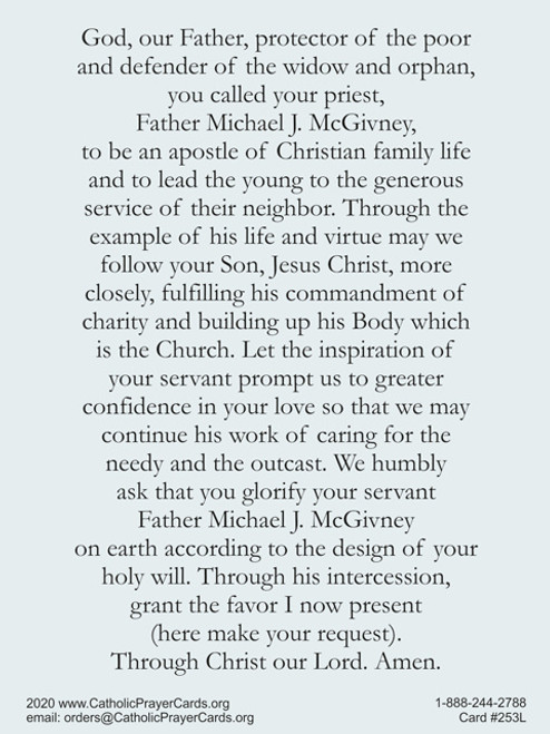 Blessed Michael McGivney Prayer Card